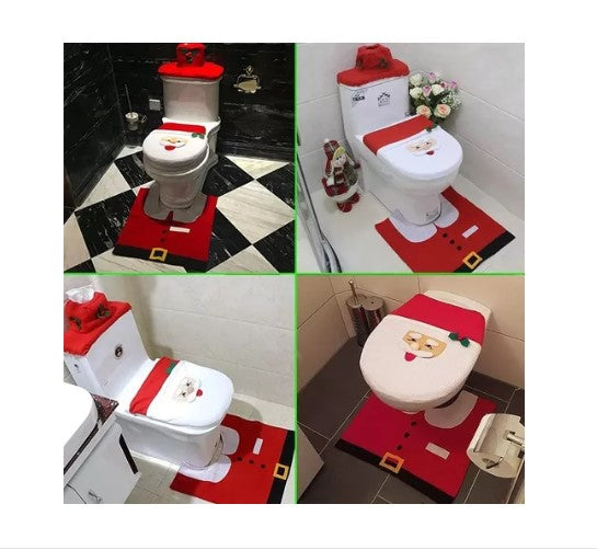Set Fundas Navideñas para Baño - Decoración Viejito Pascuero