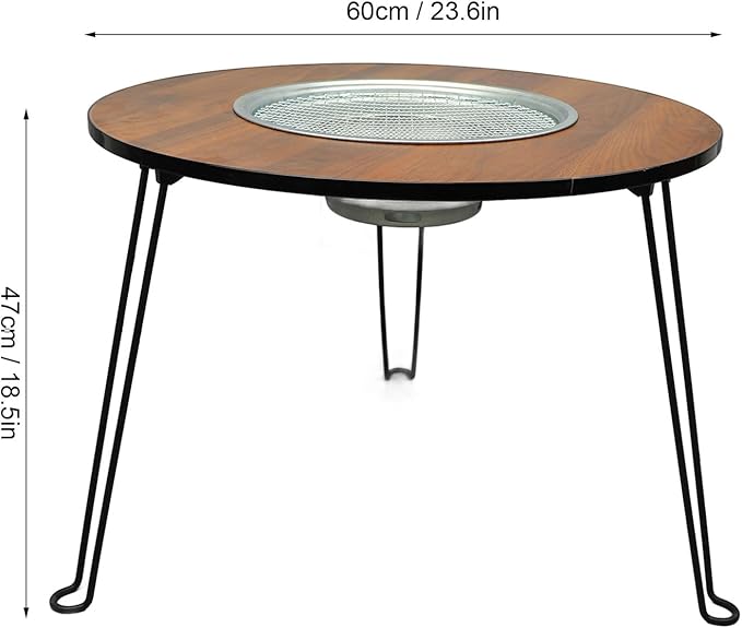 Mesa Redonda Plegable con Parrilla de Carbón