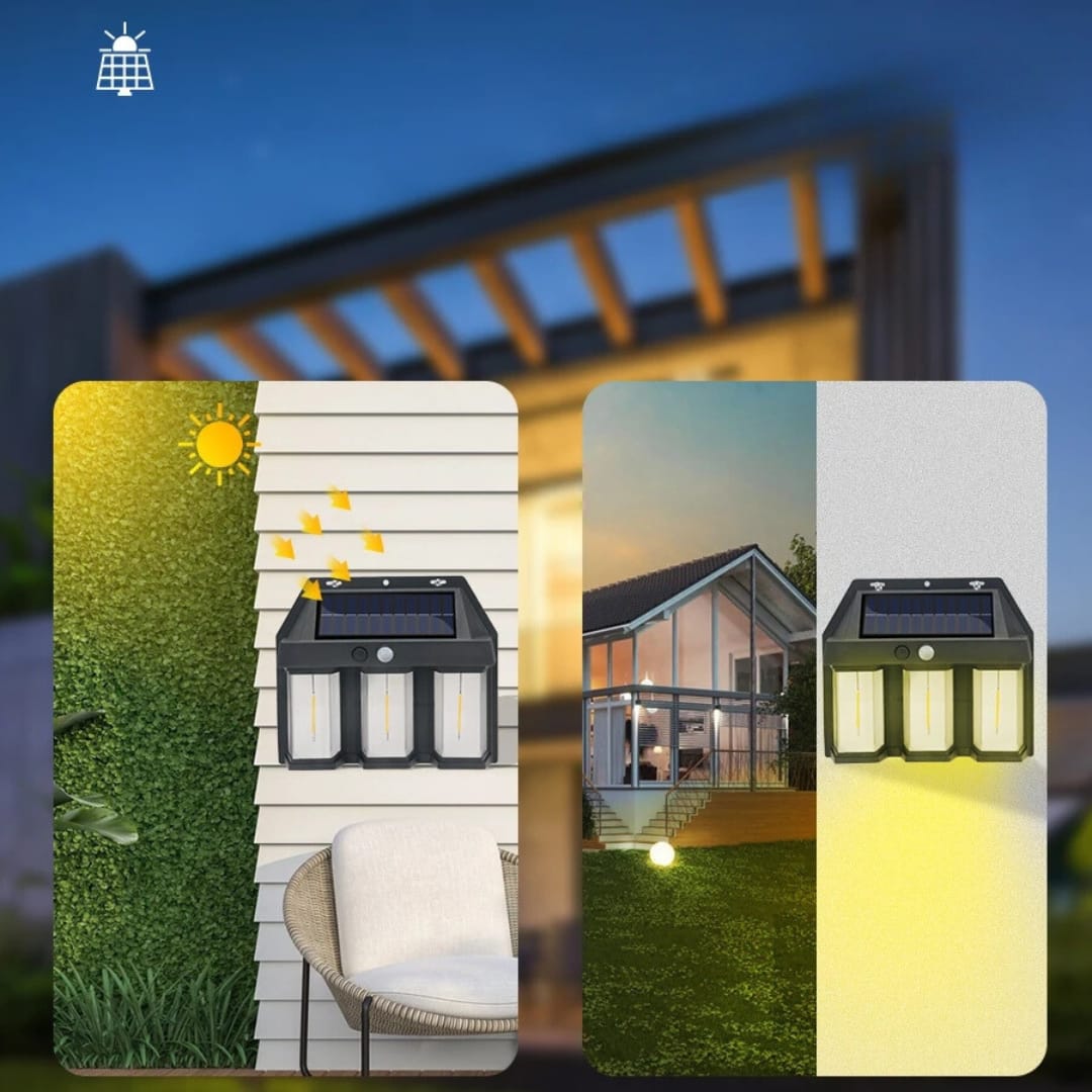 Lámpara Solar Luz Cálida con Sensor de Movimiento